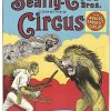 Vintage Clyde Beatty Cole Bros. Combined Circus lion tamer poster by Roland Butler, original lithograph, linen-backed, fearless lion tamer with stick and stool controlling roaring lion, circus vignettes, vintage circus advertising art