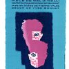 Layered profile silhouettes in magenta and navy against turquoise background with expressive stylized eyes, bold typography reading "Un Homme Dans La Ville" and "Studio des Champs-Élysées" at top and bottom; vintage French modernist theatre lithograph poster, c. 1935
