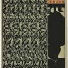 Original 1896 William Bradley letterpress design for Inland Printer March cover, featuring ornate decorative patterning and bold silhouette profile—a masterwork of printing innovation and design