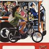 Vintage 1970s Italian Gilera Trend 50 moped pin-up poster with retro pin-up girl illustration, offset lithograph, linen-backed