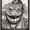 Original 1968 London tourism lithograph poster by Alan Aldridge; black and white pop art design featuring stylized female figure with exaggerated smile and architectural cityscape elements; cheeky, provocative advertising aesthetic; linen-backed, vertical format, 20 x 30 inches, published by Canned London.