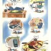 Vintage 1940s Buick Care lithograph poster featuring six dream-sequence vignettes of maintenance rituals (tune-up, brakes, lubrication, lights, steering) floating across clouds, leading to a satisfied fisherman in a boat. Linen-backed, excellent condition.