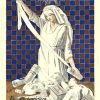 Authentic original 1919 La Croix-Soleil poster by Leonetto Cappiello featuring nurse and bandages with checkered background stone-lithograph