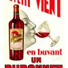 Original Paul Mohr Dubonnet vintage poster from the 1920s, featuring Art Deco design with vibrant red lettering and man sipping from a glass of Quinquina Dubonnet, linen-backed lithograph in excellent condition