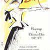 Original 1947–1957 René Gruau Christian Dior Homage lithograph poster, 15.75"×24", linen-backed, mint condition, IVPDA certified fashion art