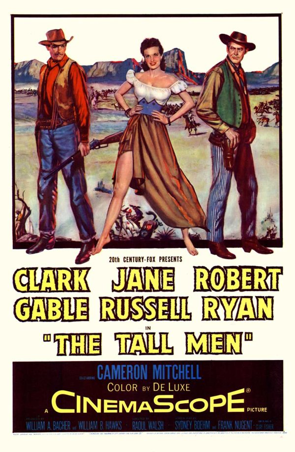 The Tall Men 1955 original US one sheet movie poster Clark Gable Jane Russell Robert Ryan Western film artwork