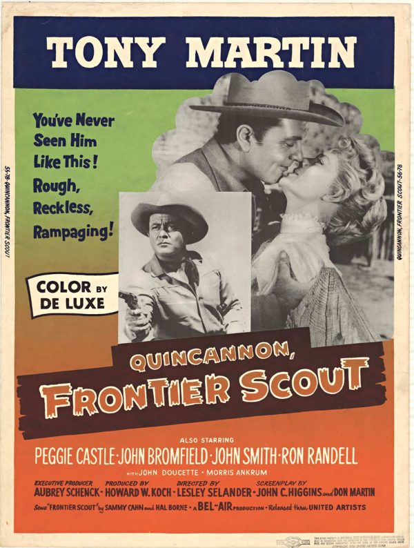 Rolled untrimmed original U.S. one sheet printer’s proof vintage movie poster for “Frontier Scout,” featuring western cast imagery and title text; very good condition with minor border wear.