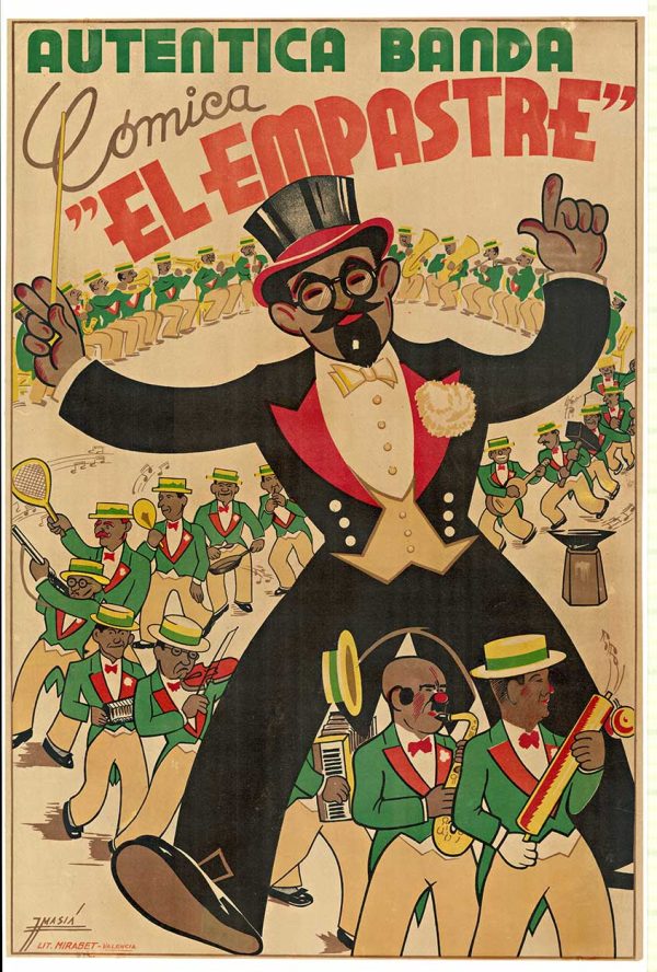 Autentica Banda Comica El Empastre, J Masia, vintage poster, Spanish comedy music poster, Mirabet Valencia Spain, 1940s lithograph, original lithograph poster, archival linen backed, Valencia poster,