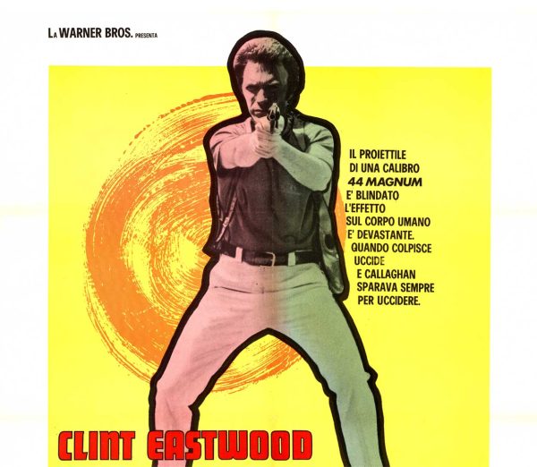 Original 1973 Clint Eastwood Magnum Force Italian vintage poster, yellow 2-fogli, linen-backed Grade A-