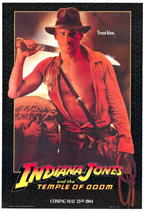 Harrison Ford Indiana Jones and the Temple of Doom 1984 teaser one-sheet original movie poster linen-backed