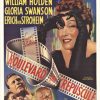 Original vintage movie poster featuring Gloria Swanson in close-up, with William Holden and other cast faces and the titles “Boulevard” and “Reciprocité”, in a colorful mid-century theatrical design.