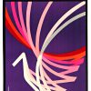 "Original 1981 Bally women's shoe poster by Jacques Auriac—kinetic modernist lithograph with flowing pink, white, and crimson ribbons on purple background, linen-backed, very good condition"