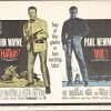 Hatari!” / “Hud” combo original half-sheet movie poster (Paramount, R-1967) featuring John Wayne and Paul Newman, with the titles “Hatari!” and “Hud” and the cast and director credits.