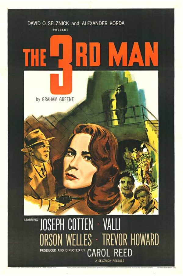 Original 1949 linen-backed one-sheet movie poster for “The 3rd Man,” NSS #49/452, excellent condition with restored original fold marks, ready to frame.