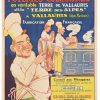 Original French vintage lithograph, circa 1930s: Eugène Vavasseur's "Poteries Culinaires" poster featuring jubilant professional chefs celebrating Vallauris stoneware cookware, hand-drawn caricature composition advertising terra de Vallauris clay cookware manufactured in Vallauris, Alpes-Maritimes, France; Imbert printer, Grasse; rare Belle Époque-to-Art Deco transitional commercial kitchen poster showcasing culinary heritage and French ceramics innovation—original stone lithograph, museum-quality condition, linen-backed conservation mount.