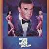 Vintage U.S. one-sheet poster for NEVER SAY NEVER AGAIN (1983), featuring James Bond (007) with Sean Connery, stylized imagery and silhouettes, with the title text “NEVER SAY NEVER AGAIN” at the bottom.