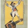Cordial Topaze 1924 French lithograph poster, Marie Brizard Roger, patriotic Frenchman on bottle, original vintage liquor advertisement