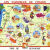 Original vintage 1970s French wine region map poster by G. Le Guellec showing Vins du Sud-Ouest wine regions, linen-backed and ready to frame