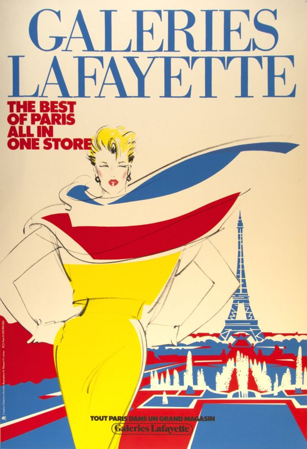 Original 1970s-80s Galeries Lafayette poster by Roman Cieslewicz, offset-lithograph, linen-backed, IVPDA certified authentic Parisian modernist art
