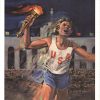 The Olympic Torch Runner Los Angeles Olympics Torch / runner original hand signed and numbered #232/300 vintage poster featuring the Olympic torch runner design.