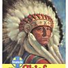 Original “SANTA FE RAILROAD - THE CHIEF WAY” vintage railway poster c. 1947 featuring a Native American “Chief” portrait with a Santa Fe logo, archival linen backed and ready to frame.