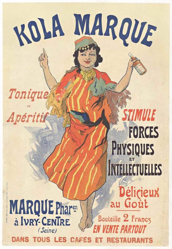 striped dress holding hammer, Art Nouveau lithograph, linen-backed original poster in very good condition