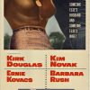 Vintage movie poster insert for Strangers When We Met (1960) featuring cast names (Kirk Douglas, Kim Novak, Walter Matthau, Ernie Kovacs, Barbara Rush) with theater-fold layout; 14" x 36" and not linen backed.