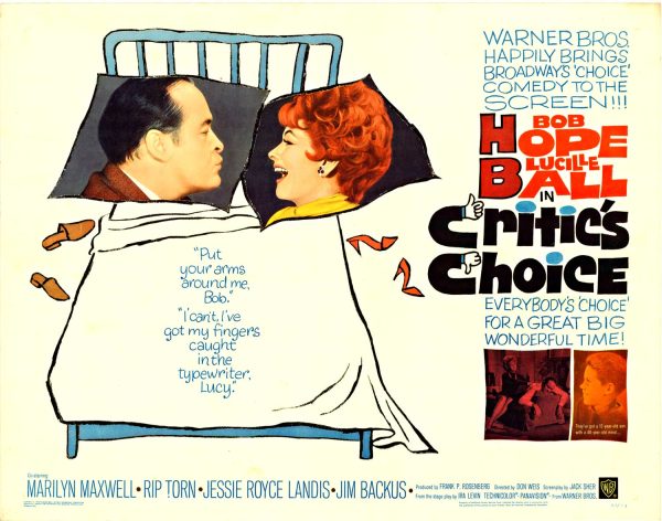Critic’s Choice (1963) Original Warner Bros. half sheet movie poster, Bob Hope & Lucille Ball, Don Weis, 22 x 28, offset lithograph, INV. #17371