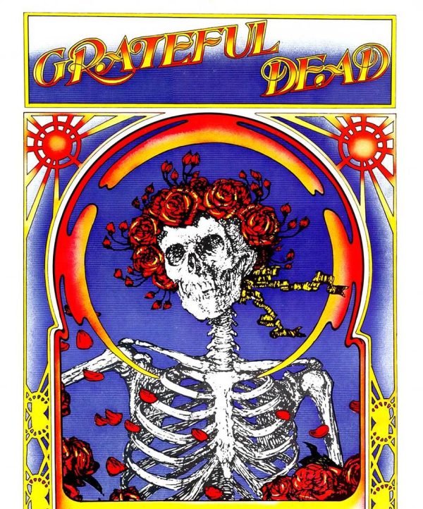 grateful dead, skeleton & roses, stanley mouse, 1971 dead poster, tour blank, skull & roses, psychedelic rock poster, vintage music memorabilia, offset-lithograph, concert poster