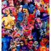 David O'Docherty Finnegan's Sleep 1986 expressionist poster with vibrant ensemble of faces, portraits, and nudes, original contemporary art lithograph