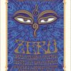 2012 Dave Hunter silkscreen print titled “Zero w/ David Nelson and Friends & Wavy Gravy” for The Seva Foundation benefit at Sebastopol Community Center on January 21, featuring a bold blue graphic face and show text, signed by Wavy G., Dave Hunter, and David Nelson.