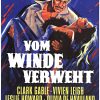 “Gone with the Wind ‘Vom Winde Verweht’ 1962 German original vintage lithograph movie poster with burning of Atlanta scene linen backed”