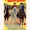 Ghost Town Law “Rough Riders” vintage Western movie poster (27" x 41") featuring Buck Jones, Tim McCoy, and Raymond Hatton, presented on archival linen backing with original fold marks restored and small outside border restoration, titled “Ghost Town Law.”