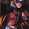 riginal 1995 Batman Forever theatrical poster hand-signed by Chris O'Donnell in silver ink; actor in full Robin costume with purple and black armor against dramatic lighting—offset-lithograph, vibrant superhero aesthetic, 1990s cinema promotional art