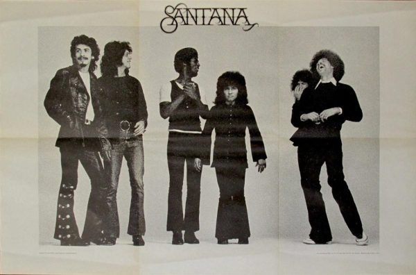 Original vintage Santana horizontal lithograph poster, unbacked, very good condition with original fold marks, unrestored