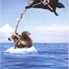 Ice Age: Continental Drift bus stop poster image showing characters on a floating ice/sea scene with a chain and a large ocean-and-sky background.