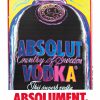 Andy Warhol Absolut Vodka Absolument 1994 exhibition poster, original offset-lithograph linen-backed poster from Galerie Lauvigne Paris contemporary art exhibition