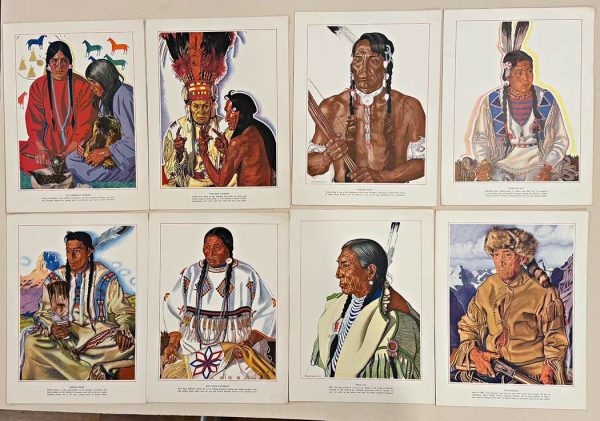 Group of 14 Blackfeet Indians prints by Winold Reiss — Great Northern Railway — 1940 — letter press — INV. #24141