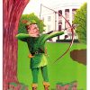 Original Unwanted Ronnie Hood poster, 1982 vintage Reagan political satire by Montano, archer with bow, offset-lithograph, linen-backed authentic protest art poster
