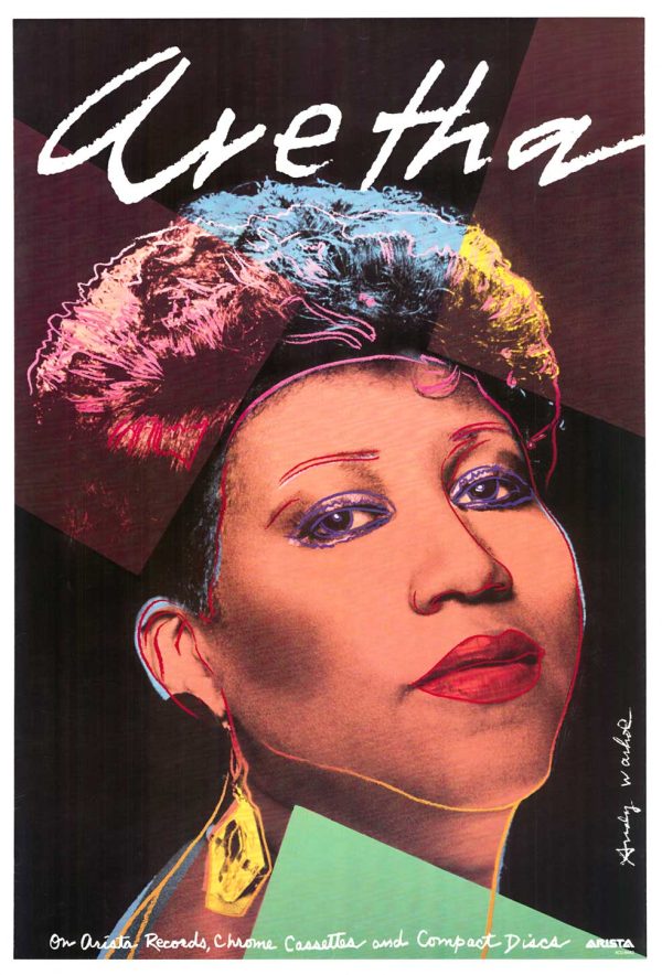 Andy Warhol “Aretha” vintage music promotional poster featuring Aretha Franklin (original lithograph, linen backed)