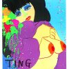 Ting Walasse Galerie Adrien Maeght 1974 exhibition poster, vibrant fluorescent Pop Art nude with bold colors and sensuous lines, linen-backed, 19.75 x 28.25 inches