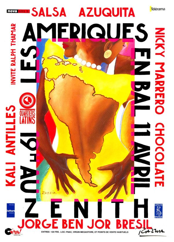 Les Ameriques en Bal original linen-backed poster by Razzia