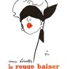 Original 1949 Le Rouge Baiser René Gruau French lithograph poster, linen-backed, iconic vintage beauty lipstick advertising