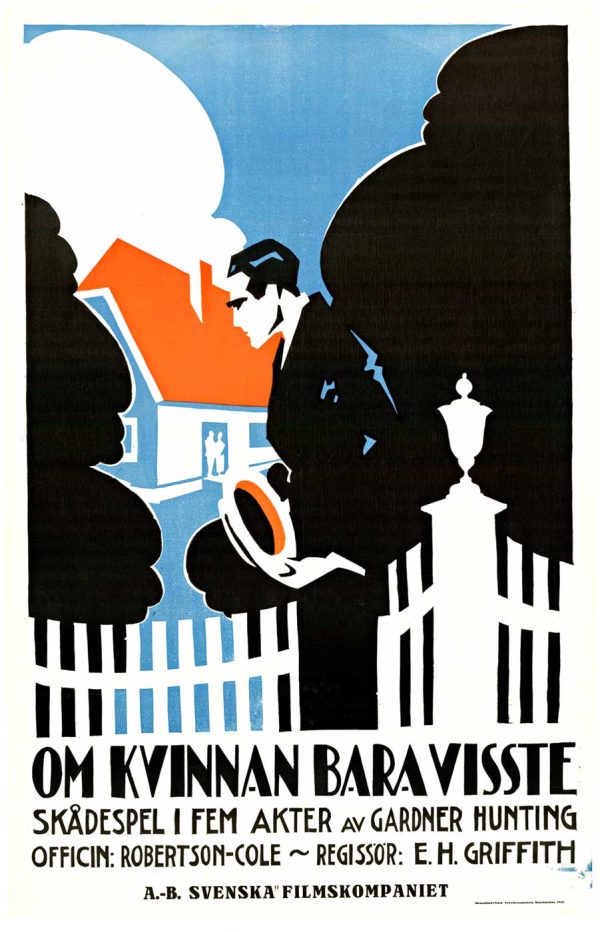 If Only Women Knew 1921 Swedish silent film poster, 23.25x36 lithograph linen backed, Greta Almroth Stina Berg Nils Lundell, Art Deco design, Erik A. Petschler director, original cinema poster