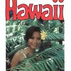 Original 1978 United Airlines Hawaii travel poster featuring a smiling woman framed by tropical palm fronds with bright red 'HAWAII' lettering, offset-lithograph, linen-backed."