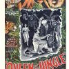 Original vintage Queen of the Jungle poster titled “The Temple of Mu” (Serial Episode No 10), stone lithograph US 1-sheet, archived and linen backed with vibrant colors and a jungle action scene around a golden idol legend.