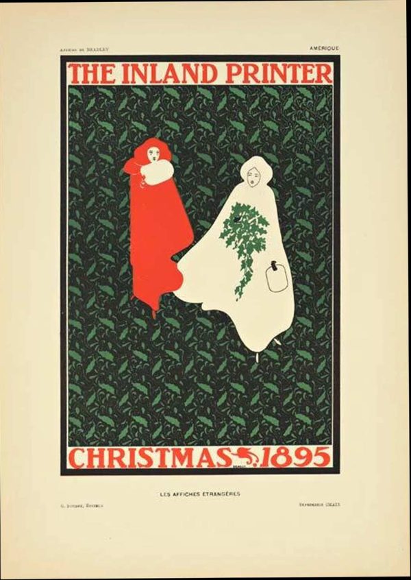 Will H. Bradley, Les Affiches Étrangères Illustrées, The Inland Printer poster, American design authority, Christmas 1895 poster, 1897 publication, American Arts and Crafts, stone-lithograph, Chaix printer, Belle Époque American design magazine, Art Nouveau graphic design, American design innovation, museum conservation quality, collectors' poster, investment-grade Belle Époque, rare American design institution poster, American graphic design prestige Europe