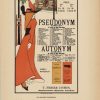 Original 1897 stone-lithograph advertising poster by British artist Aubrey Beardsley for T. Fisher Unwin Publisher's "Pseudonym Autonym" series, published in Les Affiches Étrangères Illustrées by G. Boudet, limited edition (copies 281–1,050). Fine vellum paper chromolithography in striking red, black, tan, and cream. Art Nouveau design with Beardsley's signature radical aesthetic—Japanese influence meets modernist abstraction. Archivally matted acid-free museum conservation materials. Belle Époque publishing design, British modernist poster, radical design authority, lithographic art investment.