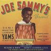 Vintage 1960s Joe Sammy's Brand Yams and Smoky Jim's Sweet Potatoes offset-lithograph crate labels from Louisiana, featuring nostalgic agricultural branding and period typography; pair of unbacked 9.25 x 9.25 inch labels in fine condition.
