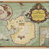 Color illustrated map of Antarctica with routes, ships, airplanes, and a decorative cartouche titled “Byrd Antarctic Expedition” in the upper right.